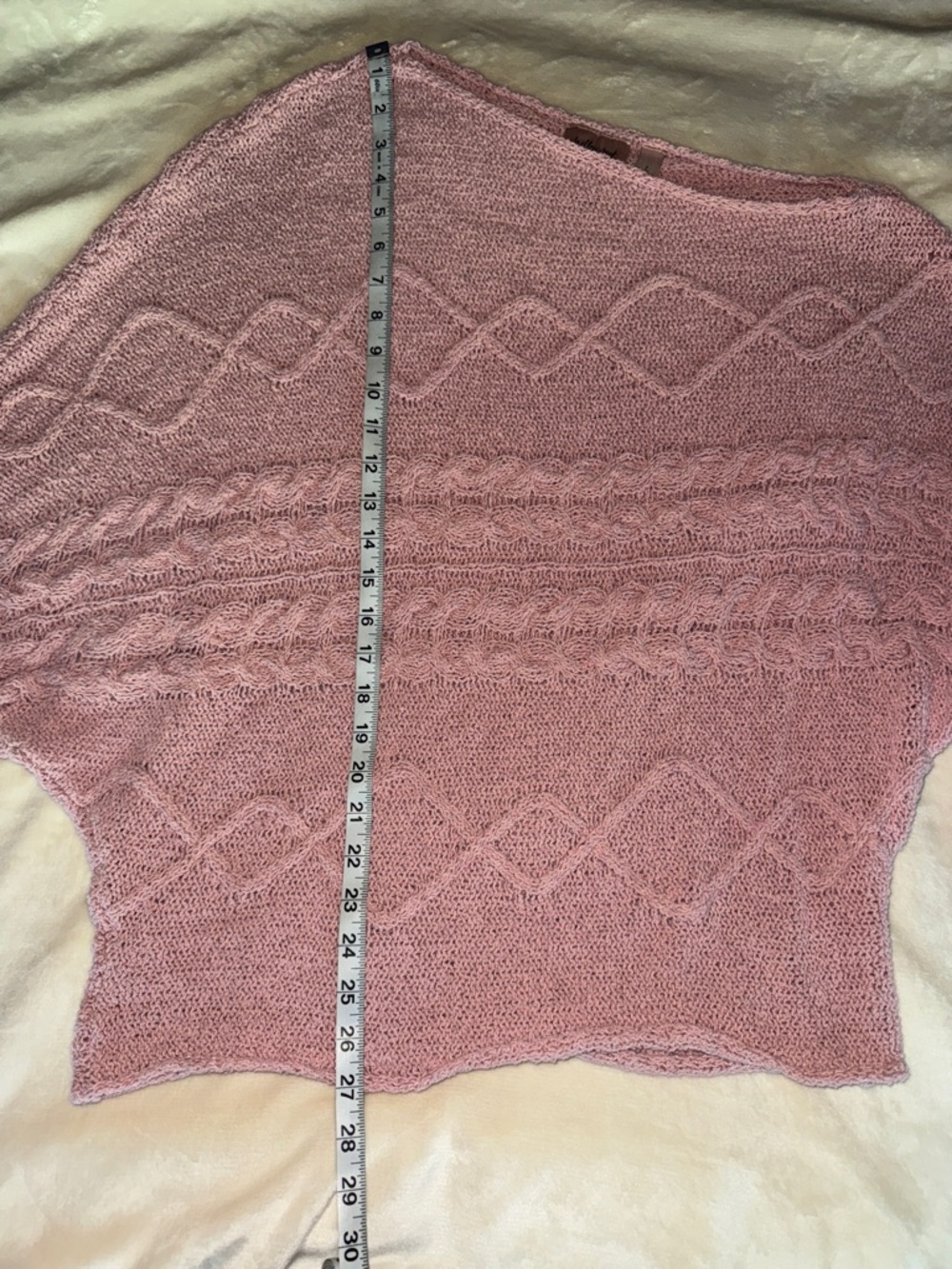 Willow Dusty Rose Cable Knit Off Shoulder Sweater - Picture 3 of 3